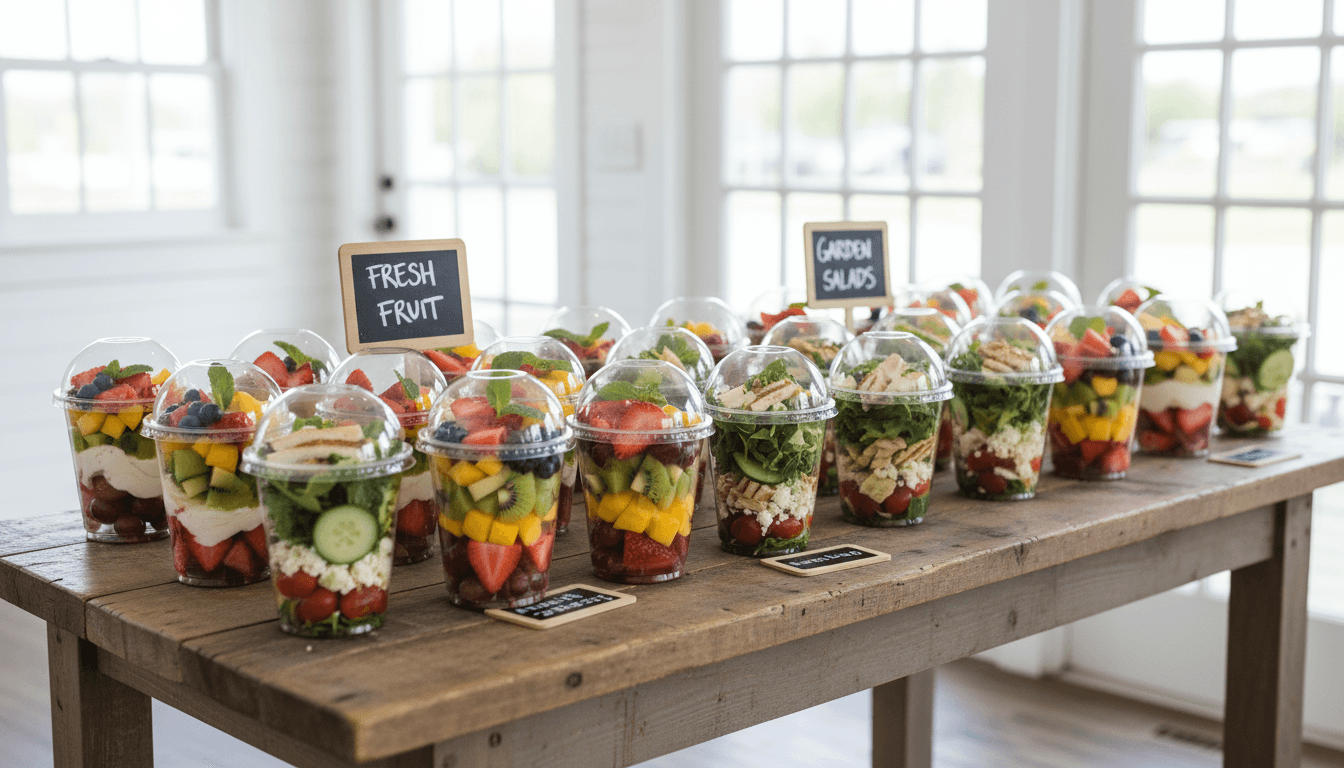 Freshly prepared fruit and salad cups